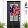 4th of July Wreath for Front Door, Patriotic American Flag Burlap Wreath, Memorial Day Independence Day Summer Holiday Decor, Red White and Blue Farmhouse Hanging Ornament (E) view 2