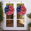4th of July Wreath for Front Door, Patriotic American Flag Burlap Wreath, Memorial Day Independence Day Summer Holiday Decor, Red White and Blue Farmhouse Hanging Ornament (E) view 4