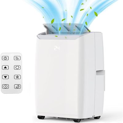 ChicHabitat Portable Air Conditioner - 12,000 BTU, 3-In-1 Functionality (Cooling, Fan, Dehumidifier), Free Standing Design, 24-Hour Timer, Cools Rooms Up to 550 Sq.Ft, White