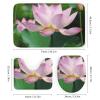 YKLBV Bathroom Sets with Shower Curtain and Rugs Lotus 4Pcs Bathroom Shower Curtain Sets with Non-Slip Rugs Bath Mat Toilet Cover U Shaped Matt view 3