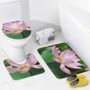 YKLBV Bathroom Sets with Shower Curtain and Rugs Lotus 4Pcs Bathroom Shower Curtain Sets with Non-Slip Rugs Bath Mat Toilet Cover U Shaped Matt view 4