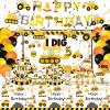178 Pcs Construction 5th Birthday Party Supplies, Dump Truck Five Years Old Party Decorations Include Excavator Five Backdrop, Hanging Swirls, Tableware Set, Tablecloth, Cake Toppers, Latex Balloons view 1