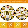 178 Pcs Construction 5th Birthday Party Supplies, Dump Truck Five Years Old Party Decorations Include Excavator Five Backdrop, Hanging Swirls, Tableware Set, Tablecloth, Cake Toppers, Latex Balloons view 3