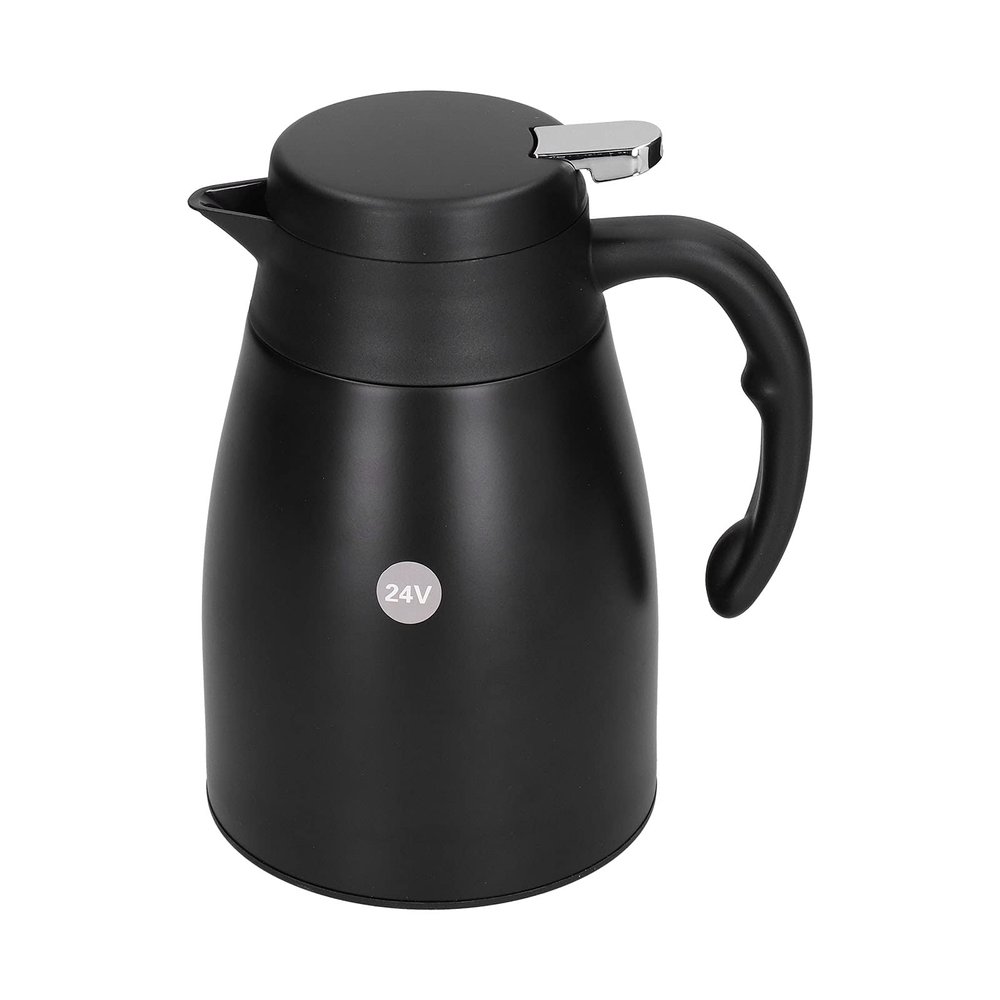 24V Portable Stainless Steel Electric Kettle Pot for Car and Truck - 1200ml Car Water Heater with Heating Base - Fast Boiling and Usage for Travel (24V1200ml comes