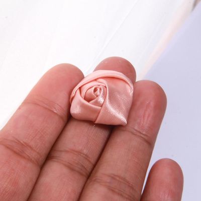50Pcs Satin Rose Flower Embellishments, 2.5cm Mini Size, 26 Colors Available, DIY Hair Accessories and Wedding Decorations (50Pcs Peach)