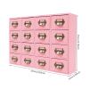 16 Drawers Apothecary Cabinet Library Card Catalog Cabinet Card Catalog Drawer with Metal Handles & Label Slot Wooden Desk Drawer Organizer for Herb Storage, Tea Collection (Pink) view 3
