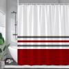 AZEJEB Grey and White Striped Shower Curtains,Red Geometric Modern Minimalist Shower Curtain for Bathroom Accessories Hotel Style Polyester Fabric Bath Curtain Bathroom Decor 140x200cm/55x78in(WxH) view 1