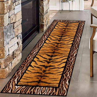 2x10ft Cheetah Print Rugs - Non-Slip Washable Low-Pile Carpet, Modern Leopard Tiger Rug for Hallway, Living Room, Bedroom, Dining & Dormitory (Boho Style, Brown)