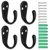 Bonsicoky 4 Pcs Heavy Duty Wall Mounted Coat Hooks - Zinc Alloy Single Prong Hangers for Coats, Handbags, and Towels, Includes Screws - Black view 1
