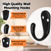 Bonsicoky 4 Pcs Heavy Duty Wall Mounted Coat Hooks - Zinc Alloy Single Prong Hangers for Coats, Handbags, and Towels, Includes Screws - Black view 3