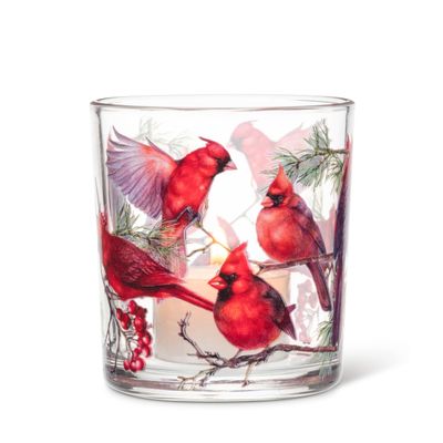 Abbott Collection Cardinals Votive/Tealight Candle Holder - Glass, Red (3" H)