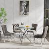 Gnrolaz Glass Dining Table Set for 4,36'' Modern Round Kitchen Table and Chairs,5 Pieces Dining Room Set with Metal Legs and Soft Velvet Chairs for Living Room, Kitchen,Small Space view 2