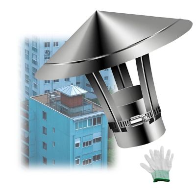 Chimney Flue Caps, Cone Top Chimney Cap in 201 Stainless Steel with Gloves, Round Roof Exhaust Cap for Outside, Keep The Rain Out and Insulation(7 cm/2.76 in)