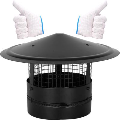 12Inch Chimney Cap,6/7/8/10 Inch Adjustable Stainless Steel Chimney Cap,304 Steel Round Rain Cover with Mesh Screen,Universal Cone Top Roof Cap for Wood/Oil Stove Vent,Weatherproof & Easy Installation