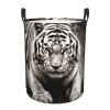 Black and White Tiger Laundry Basket Large Dirty Clothes Hamper with Handle Waterproof Collapsible Storage Organizer Bin Tall Laundry Hamper Toy Organizer for Home Storage Medium view 2