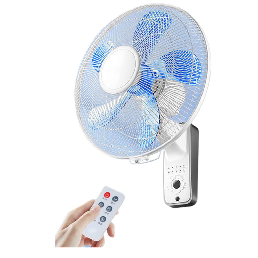 Dntum Wall Fan with Remote Control 3 Speeds Low Noise Timed Off Adjustable Tilt Wide Angle Airflow for Bedroom, Dormitory, Office (White)
