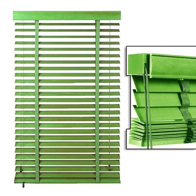 2" Slats Cordless Faux Wood Window Blinds for Indoor Windows, Natural Solid Window Blinds, Custom Size 15-75 Inch Width(Green)