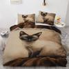 OEJVSU Siamese Cat Duvet Cover Set Bedding Sets for Boy Girl, Comforter Cover 3 Piece Cute Cat Soft Duvet Cover and Pillowcase, Printed Duver Cover Great Match with Any Home Decor, 90" x 90" view 1