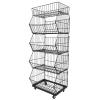 NEATOOM 5 Tier Retail Display Rack, Metal Wire Baskets Organizer Shelf with Wheels, Fruit and Vegetable Storage Cart for Supermarket, Convenience Store, Kitchen view 2