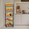 NEATOOM 5 Tier Retail Display Rack, Metal Wire Baskets Organizer Shelf with Wheels, Fruit and Vegetable Storage Cart for Supermarket, Convenience Store, Kitchen view 3