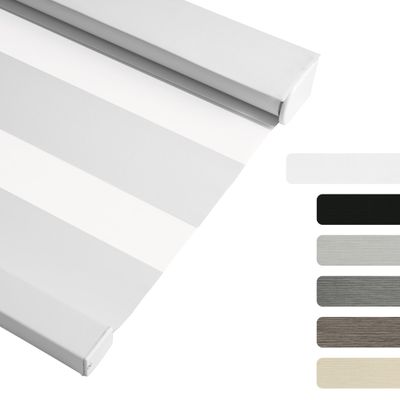 HOTSOON Cordless Blackout Zebra Blinds for Windows, Color-Matched Zebra Roller Shades for Indoor Window, Free-Stop Design, UV Protection & Thermal Insulation, Blackout White, 44" W x 64" H