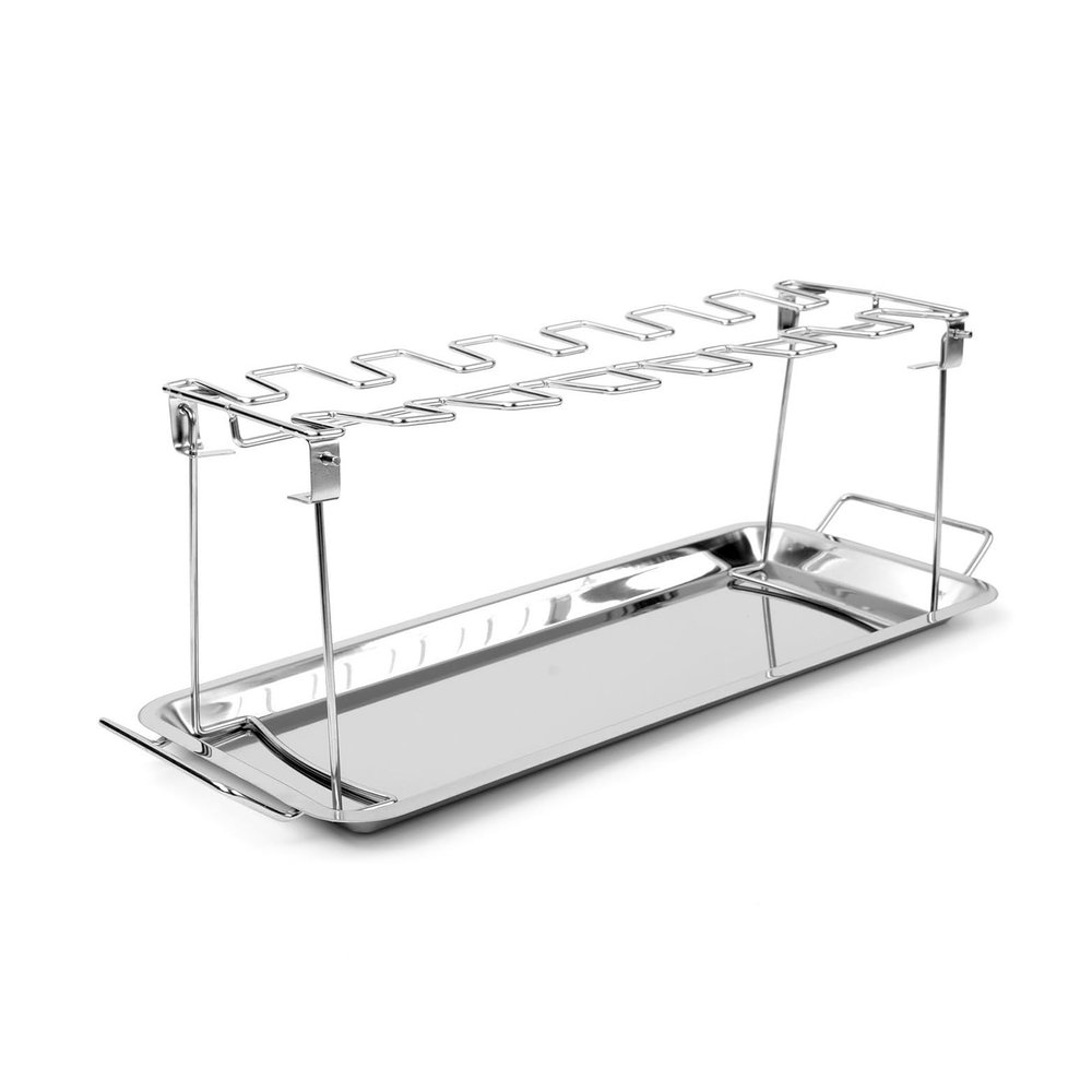 Stainless Steel Chicken Drumstick Grill, Precise Slot & Ear Handles Design Portable Foldable Secure Ensures Even Cooking Ideal for Chicken Drumsticks, 2 pieces