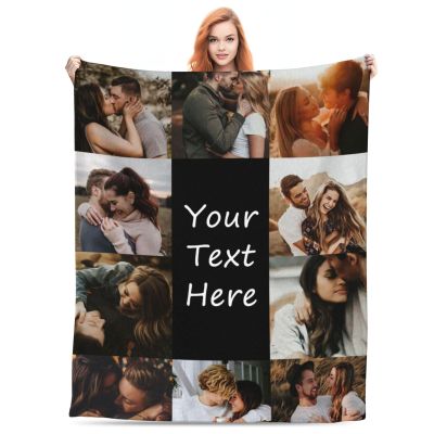 TYXLANOR Custom Blanket with Photos Text Customized Blanket for Teen Personalized Flannel Throw Blankets for Adult Kid Birthday Christmas, 10photo-40 x60