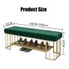 XYERDLYN Upholstered Shoe Storage Bench,2-Tier Entryway Shoe Bench with Velvet Seat and Gold Frame,Shoe Rack Bench for Hallway(Pink,100 x 35 x 45 cm) view 2