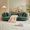 102.36" Curved Living Room Sofa Cloud Sectional Couch with 4 Throw Pillows, 4 Seater Half-Moon Shape Mid-Century Modern Uphostery Boucle Couch for Apartment Green view 3