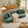 102.36" Curved Living Room Sofa Cloud Sectional Couch with 4 Throw Pillows, 4 Seater Half-Moon Shape Mid-Century Modern Uphostery Boucle Couch for Apartment Green view 4