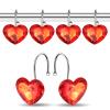 EleCharm Decorative Crystal Shower Curtain Hooks, Set of 12 Bling Red Heart Shape Hooks Rings Rust Resistant Steel for Bathroom Curtain Multi-Purpose (Red Transparent) view 3