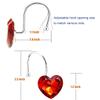 EleCharm Decorative Crystal Shower Curtain Hooks, Set of 12 Bling Red Heart Shape Hooks Rings Rust Resistant Steel for Bathroom Curtain Multi-Purpose (Red Transparent) view 4