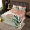 Erosebridal Mid Century Boho Bedspread Set Twin Size Abstract Retro Minimalist Quilt Set for Girls Women,Modern Bohemian Aesthetic Bedspread Sets Simple Coverlet Set,Pink Green view 2