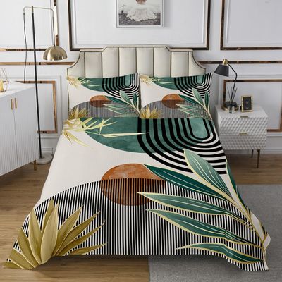 Erosebridal Boho Mid Century Quilt Set Queen Modern Abstract Geometric Bedspread Set,Retro Minimalist Aesthetic Bedspread Sets Line Art Coverlet Set for Women Men,Green Room Decor