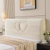 GRIPITHPY Velvet Bed Headboard Slipcover,Stretch Universal Headboard Covers with Side Pocket,Thicken Bed Head Cover Headboard Protector with Heart Embroidery(47.24in/120CM, Beige) view 1