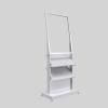 3 Tier Magazine Rack with Poster Frame - Steel Floor Standing Brochure Holder, Large Capacity Literature Stand for Display in Offices, Lobbies, and Waiting Rooms (White B) view 1