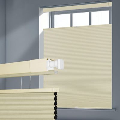 SEEUNANA No Tools No Drill Blinds Top Down Bottom Up Cellular Shades for Window Blackout Cordless Honeycomb Shades Pleated Blinds for Window Easy Install Window Shades (Beige,80" W x 80" H)