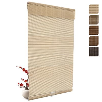 PQRSHADE Cordless Bamboo Roman Shades Light Filtering Blinds for Indoor Window Privacy UV Protection Roll Up Bamboo Blinds for Home Patio,75" W x 36" H,Light Beige