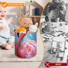 Trendy-floral-print Toy Storage Drawstring Tote Bags Painted Flamingo Printed Large Toy Storage Bags Foldable Storage Bin view 3
