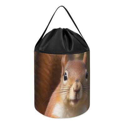 Trendy-floral-print Toy Storage Drawstring Tote Bags Squirrel Funny Animal Printed Large Toy Storage Bags Foldable Storage Bin