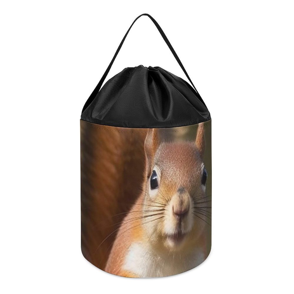 Trendy-floral-print Toy Storage Drawstring Tote Bags Squirrel Funny Animal Printed Large Toy Storage Bags Foldable Storage Bin
