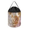 Trendy-floral-print Toy Storage Drawstring Tote Bags Pink White Gold Flowers Printed Large Toy Storage Bags Foldable Storage Bin view 1