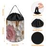 Trendy-floral-print Toy Storage Drawstring Tote Bags Pink White Gold Flowers Printed Large Toy Storage Bags Foldable Storage Bin view 2