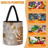 Trendy-floral-print Toy Storage Drawstring Tote Bags Pink White Gold Flowers Printed Large Toy Storage Bags Foldable Storage Bin view 4