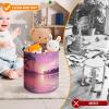 Trendy-floral-print Toy Storage Drawstring Tote Bags Purple Sunset on Water Printed Large Toy Storage Bags Foldable Storage Bin view 3