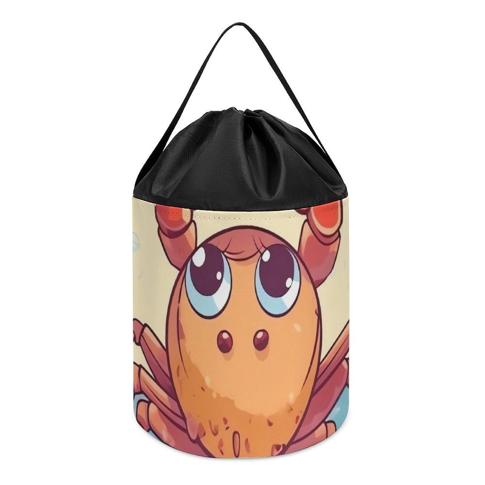 Trendy-floral-print Toy Storage Drawstring Tote Bags Summer Cartoon Crab Printed Large Toy Storage Bags Foldable Storage Bin