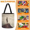 Trendy-floral-print Toy Storage Drawstring Tote Bags Woman on A Top Mountain Printed Large Toy Storage Bags Foldable Storage Bin view 4