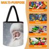 Trendy-floral-print Toy Storage Drawstring Tote Bags Santa Claus Snow Secenry Printed Large Toy Storage Bags Foldable Storage Bin view 4