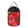Trendy-floral-print Toy Storage Drawstring Tote Bags Red Geraniums Printed Large Toy Storage Bags Foldable Storage Bin view 1