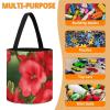 Trendy-floral-print Toy Storage Drawstring Tote Bags Red Geraniums Printed Large Toy Storage Bags Foldable Storage Bin view 4